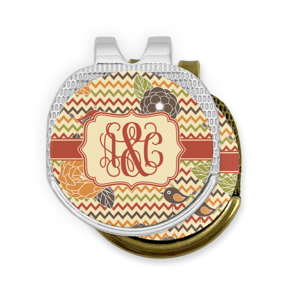 Chevron & Fall Flowers Golf Ball Marker Hat Clip - PARENT/MAIN
