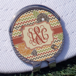 Chevron & Fall Flowers Golf Ball Marker - Hat Clip
