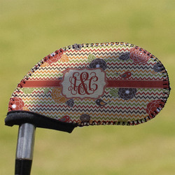 Chevron & Fall Flowers Golf Club Iron Cover (Personalized)