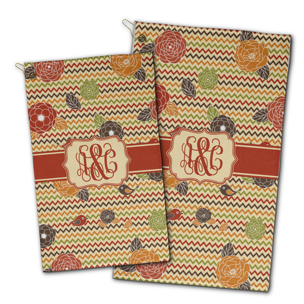 Chevron & Fall Flowers Golf Towel - PARENT (small and large)