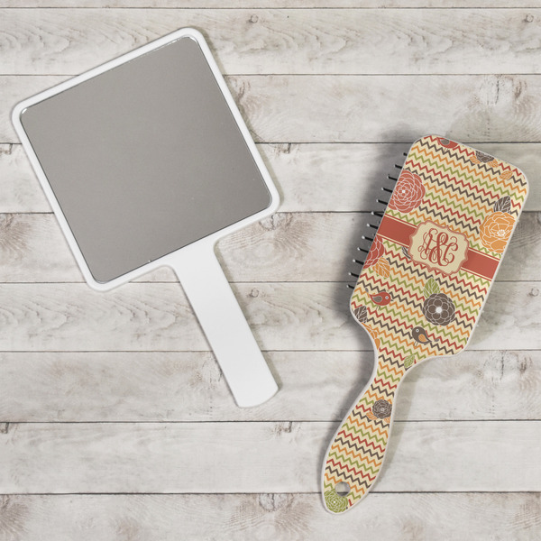 Chevron & Fall Flowers Hair Brush - In Context