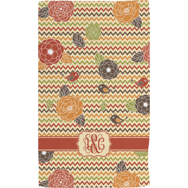 Chevron & Fall Flowers Hand Towel (Personalized) Full