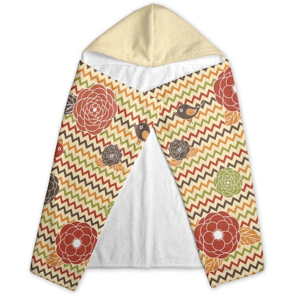 Chevron & Fall Flowers Hooded Towel - Folded