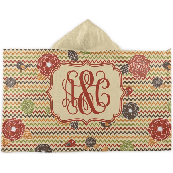 Custom Chevron & Fall Flowers Kids Hooded Towel (Personalized)