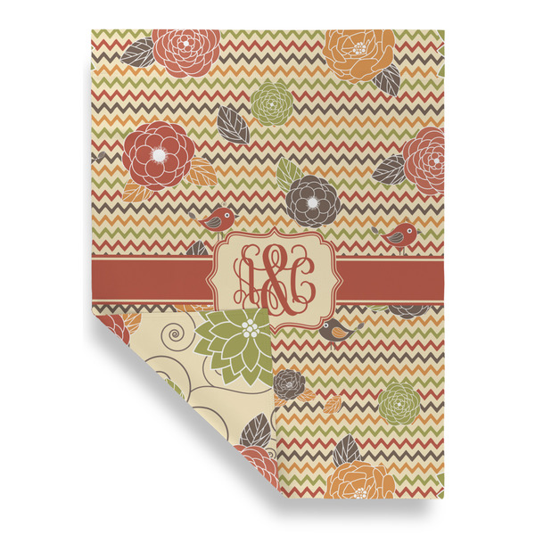 Chevron & Fall Flowers House Flags - Double Sided - FRONT FOLDED