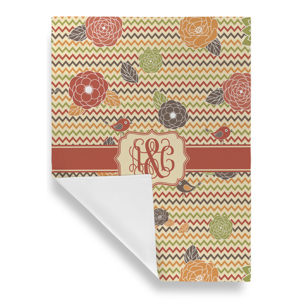 Chevron & Fall Flowers House Flags - Single Sided - FRONT FOLDED