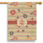 Chevron & Fall Flowers 28" House Flag - Double Sided (Personalized)