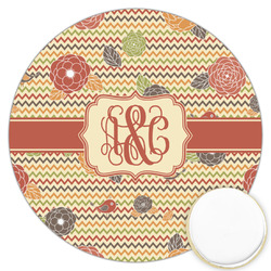 Chevron & Fall Flowers Printed Cookie Topper - 3.25" (Personalized)