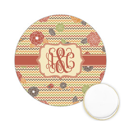 Chevron & Fall Flowers Printed Cookie Topper - 2.15" (Personalized)