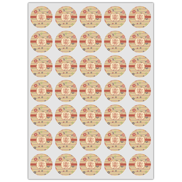 Chevron & Fall Flowers Icing Circle - XSmall - Set of 35