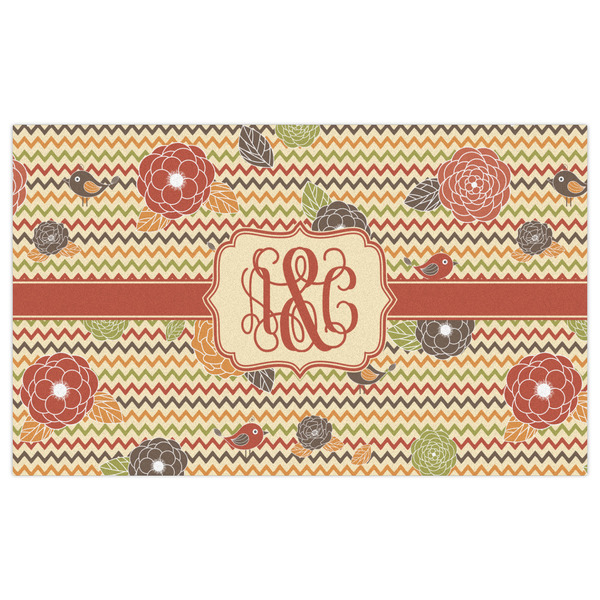 Chevron & Fall Flowers Indoor / Outdoor Rug - 3'x5' - Front Flat