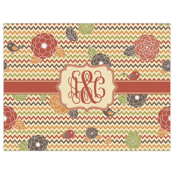 Chevron & Fall Flowers Indoor / Outdoor Rug - 6'x8' - Front Flat