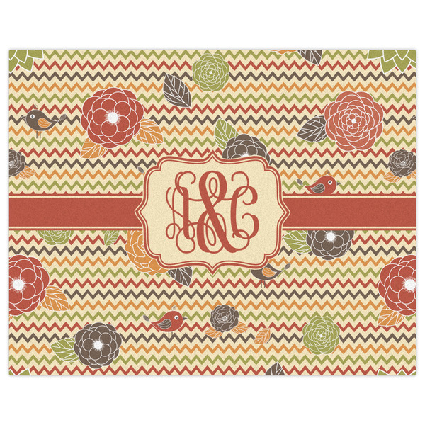 Chevron & Fall Flowers Indoor / Outdoor Rug - 8'x10' - Front Flat