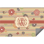 Chevron & Fall Flowers Indoor / Outdoor Rug - 3'x5' (Personalized)