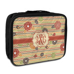 Chevron & Fall Flowers Insulated Lunch Bag (Personalized)