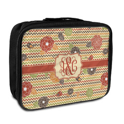 Chevron & Fall Flowers Insulated Lunch Bag (Personalized)