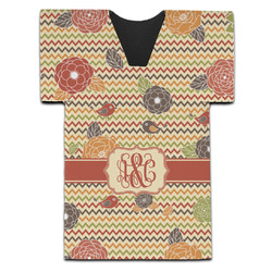 Chevron & Fall Flowers Jersey Bottle Cooler (Personalized)