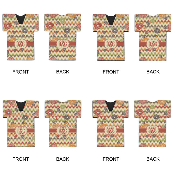 Chevron & Fall Flowers Jersey Bottle Cooler - Set of 4 - APPROVAL