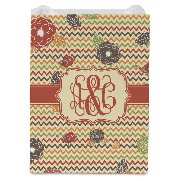 Chevron & Fall Flowers Jewelry Gift Bag - Matte - Front