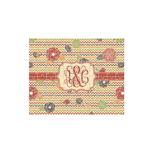 Custom Chevron & Fall Flowers 110 pc Jigsaw Puzzle (Personalized)