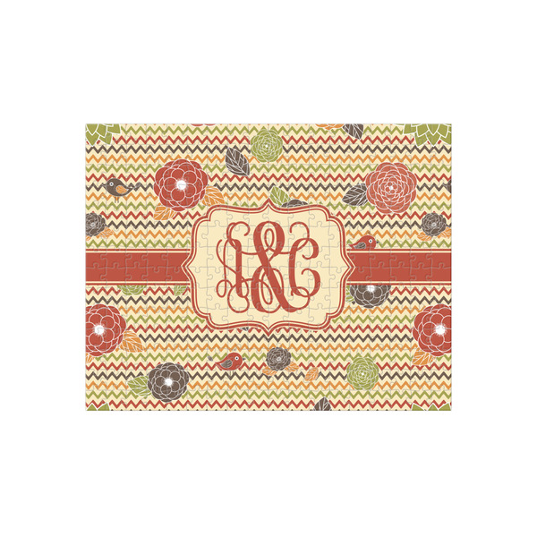 Custom Chevron & Fall Flowers 252 pc Jigsaw Puzzle (Personalized)