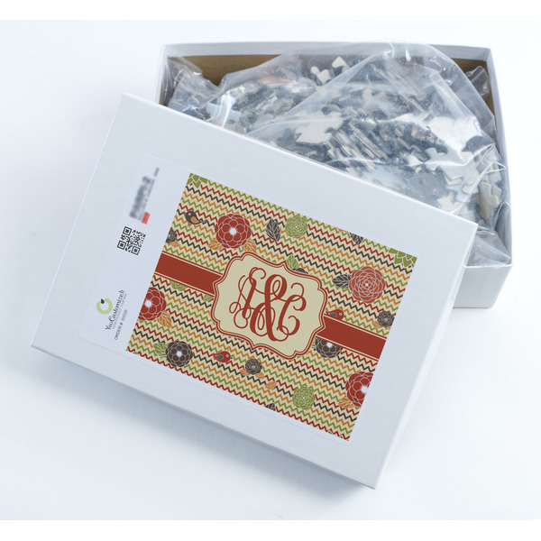 Chevron & Fall Flowers Jigsaw Puzzle 500 Piece - Box