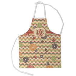 Chevron & Fall Flowers Kid's Apron - Small (Personalized)