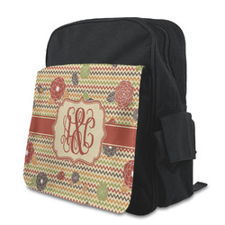 Chevron & Fall Flowers Preschool Backpack (Personalized)