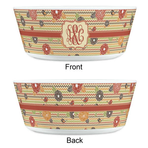 Chevron & Fall Flowers Kids Bowls - APPROVAL