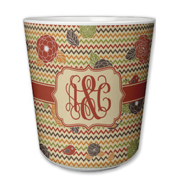 Chevron & Fall Flowers Plastic Tumbler 6oz (Personalized)