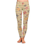 Chevron & Fall Flowers Ladies Leggings - Extra Large