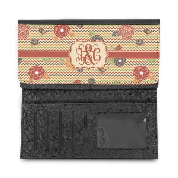 Chevron & Fall Flowers Ladies Wallet - Half Way Open