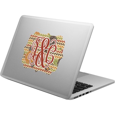 Chevron & Fall Flowers Laptop Decal (Personalized)