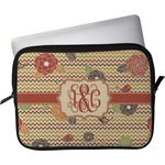 Chevron & Fall Flowers Laptop Sleeve / Case - 13" (Personalized)