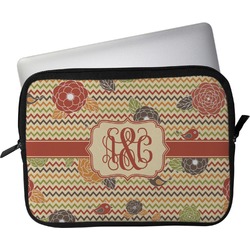 Chevron & Fall Flowers Laptop Sleeve / Case (Personalized)