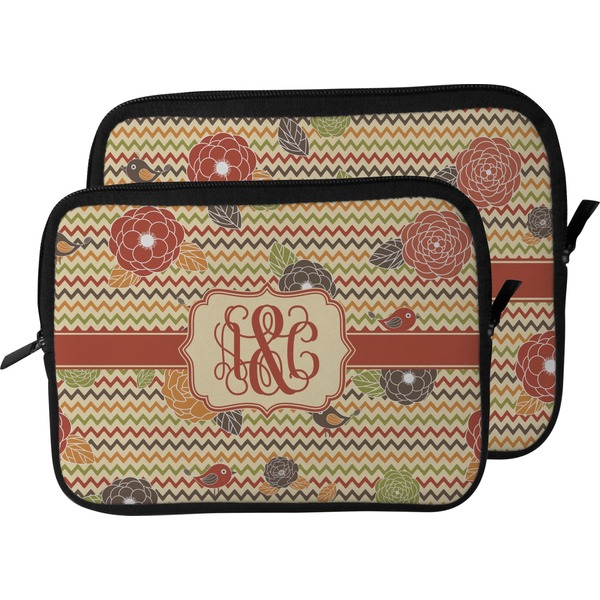 Chevron & Fall Flowers Laptop Sleeve (Size Comparison)