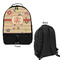 Chevron & Fall Flowers Large Backpack - Black - Front & Back View