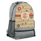 Chevron & Fall Flowers Large Backpack - Gray - Angled View