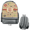 Chevron & Fall Flowers Large Backpack - Gray - Front & Back View