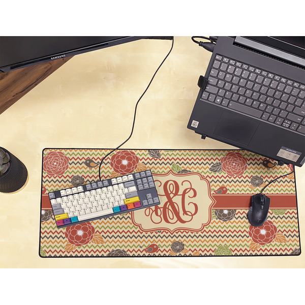 Chevron & Fall Flowers Large Gaming Mats - LIFESTYLE