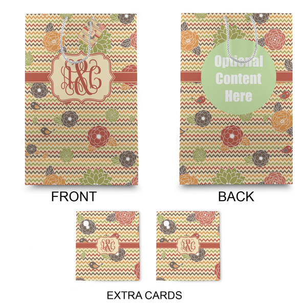 Chevron & Fall Flowers Large Gift Bag - Approval