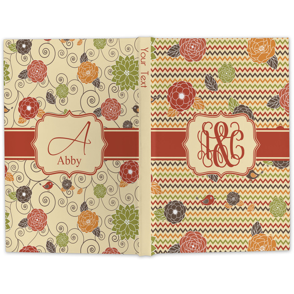 Chevron & Fall Flowers Large Hard Cover Journal - Apvl