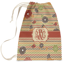 Chevron & Fall Flowers Laundry Bag - Large (Personalized)