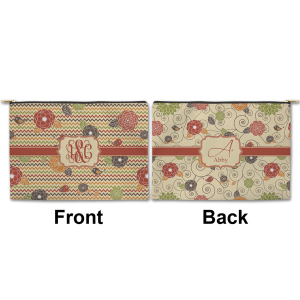 Chevron & Fall Flowers Large Zipper Pouch Approval (Front and Back)