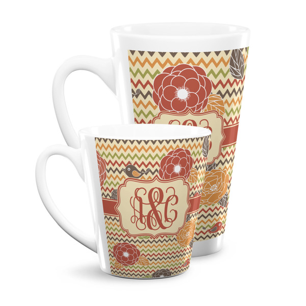 Chevron & Fall Flowers Latte Mugs Main