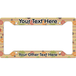 Chevron & Fall Flowers License Plate Frame (Personalized)