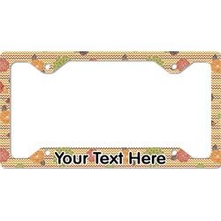Chevron & Fall Flowers License Plate Frame - Style C (Personalized)