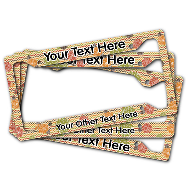 Chevron & Fall Flowers License Plate Frames - (PARENT MAIN)