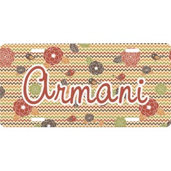 Chevron & Fall Flowers Front License Plate (Personalized)