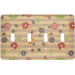 Chevron & Fall Flowers Light Switch Cover (4 Toggle Plate)